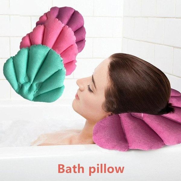 

soft bathroom pillow home comfortable spa inflatable bath cups shell shaped neck bathtub cushion bathroom accessories other bath toilet su