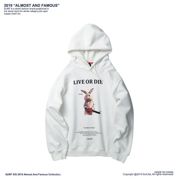 

rabbit hoodies with live or die letter autumn winter clothes velvet kpop japanese cropped hoodie korean style harajuku kawaii ypf443, Black