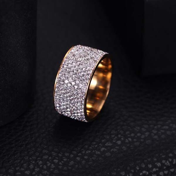 

stainless steel ring 8 rows with zircon for women jewelry ring 2 colors gold silver ing