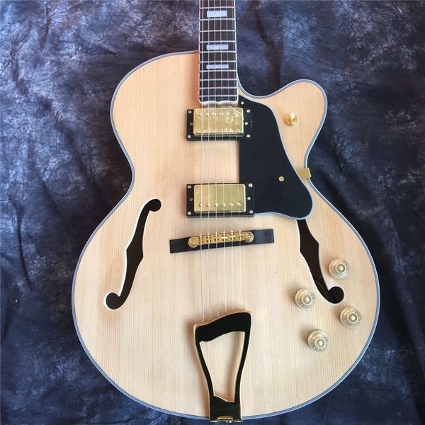 

factory custom wholesale new double f hole, beige, jazz electric guitar, rosewood fingerboard, all colors available,ng