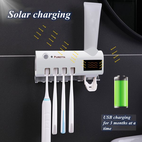 

2020 tooth brush holder solar energy no need to charge uv toothbrush disinfectant cleaning agent storage toothbrush holder#y2