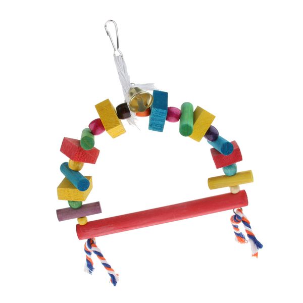 

parrot colorful swing standing toys with bell bird cage hanging toys for parrot