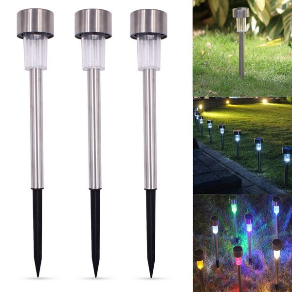 

5pcs outdoor stainless steel solar power 7 color changing led garden landscape path pathway lights lawn lamp