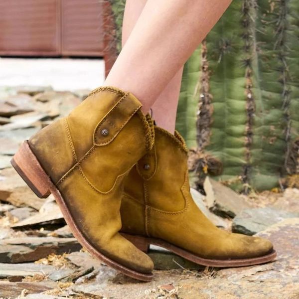 

women autumn slip on flock ankle boots woman metal charm female med heels fashion casual retro shoes ladies shoes plus size, Black