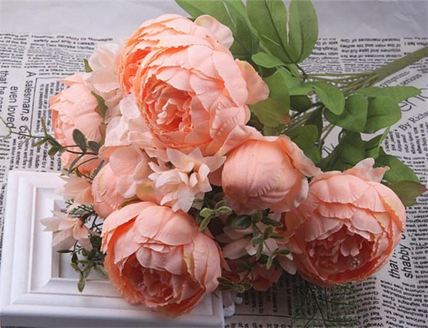 

artificial rose poney flowers rose wreaths wedding bouquets corsage wrist flower headpiece centerpieces home party decor