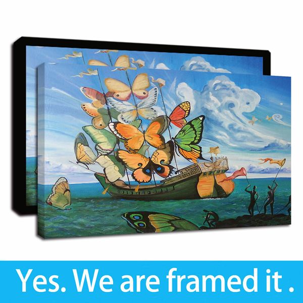 

butterfly boat sailing on the sea picture oil painting giclee wall art canvas prints wall decor framed ready to hang