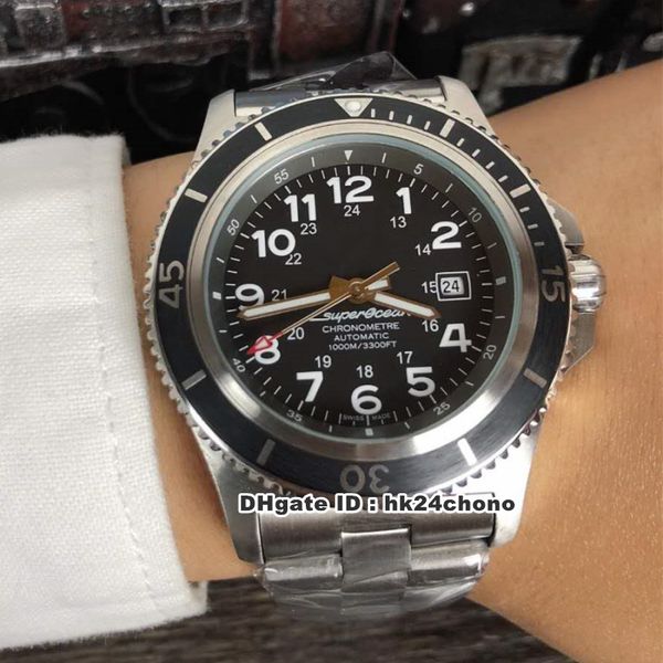 

new superocean ii 44 automatic mens watch a17392d71b1a1 black dial stainless steel bracelet gents sport watches, Slivery;brown