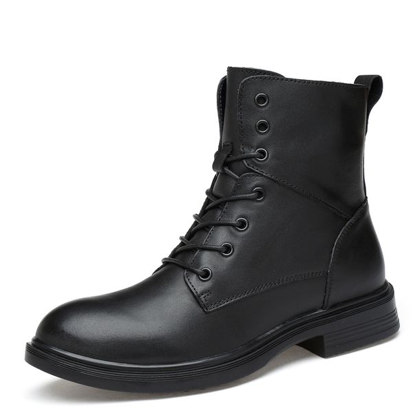 

fashion motorcycle boots male female leather martins shoes autumn winter styles mid-calf high boots plus size 35-56 nice new, Black