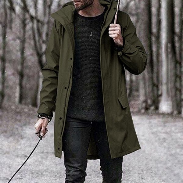 

men's fashion luxury long autumn jacket coat casual outerwear solid overcoat trench coat clothes male windbreaker abrigo hombre, Black;brown
