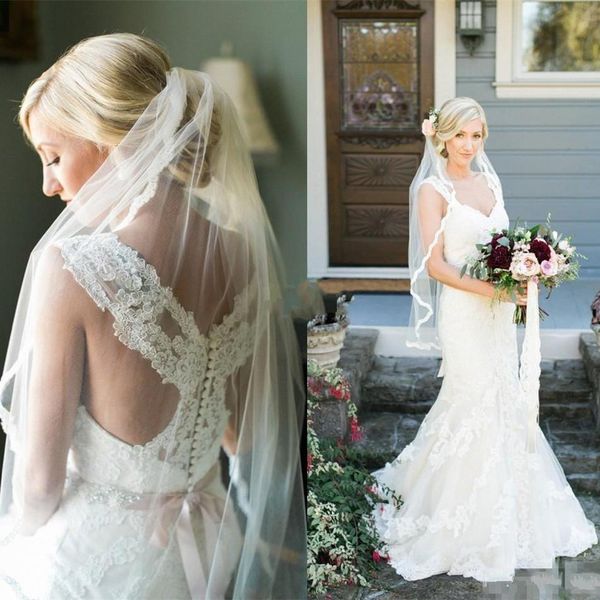 

boho lace mermaid wedding dresses 2019 vestidos de novia cap sleeve custom made bridal gowns designer wedding dress, White