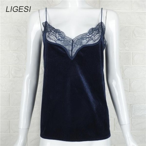 

camis european velvet women fashion sleeveless lace patchwork elegant v neck autumn winter casual crop tank trend, White