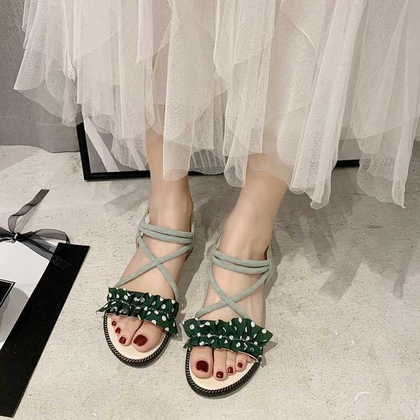 

female sandal low sandals woman leather slip-on loafers summer women's strappy heels fashion womens shoes 2020 all-match ladies, Black