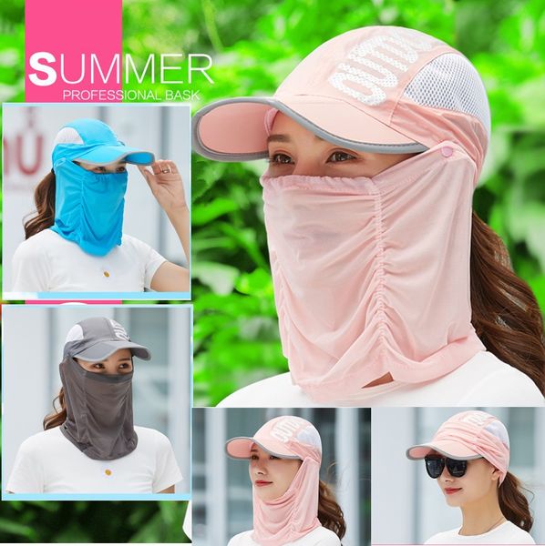 capa de verão chapéu protetor solar chapéu frio de secagem rápida chapéu de sol dobrável máscara facial protetora protetor solar ao ar livre protetor facial