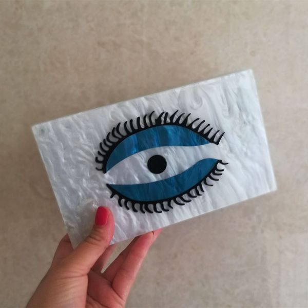 

acrylic pearl white blue evil eye summer leather luxury handbags women bags designer female shoulder messenger bag mother bags