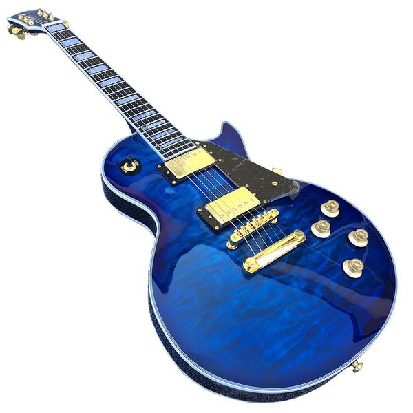 

blue pattern 6 string electric guitar mahogany body postage