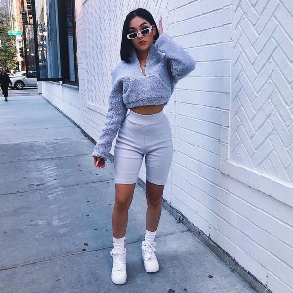 

women ladies fashion new zipper high neck fleece pullover casual long sleeve winter loose hoodies, Black