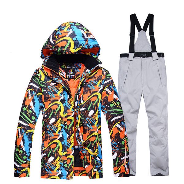 

men's and women's snow clothing windproof ski clothing windproof ski jacket and snow pants with belt (ski clothing