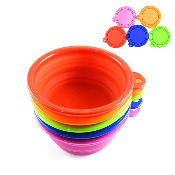 

Collapsible foldable silicone dog bowl candy color outdoor travel portable puppy doogie food container feeder dish