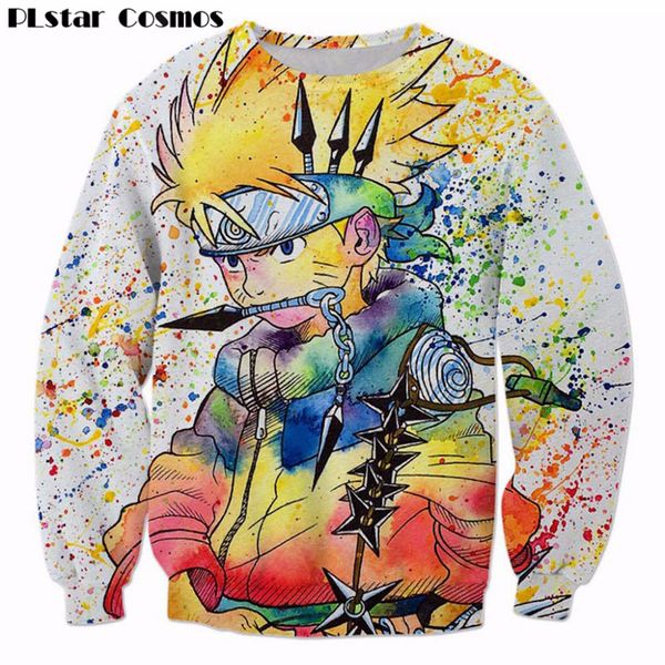

plstar cosmos rainbow paint naruto 3d sweatshirt mens ninja anime pullovers harajuku hip hop outerwear galaxy sweatshirts, Black