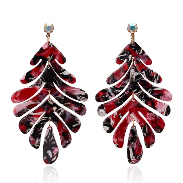 

new long dangle resin green leaves earrings party jewelry accessories handmade fashion acrylic earrings for women gift, Silver