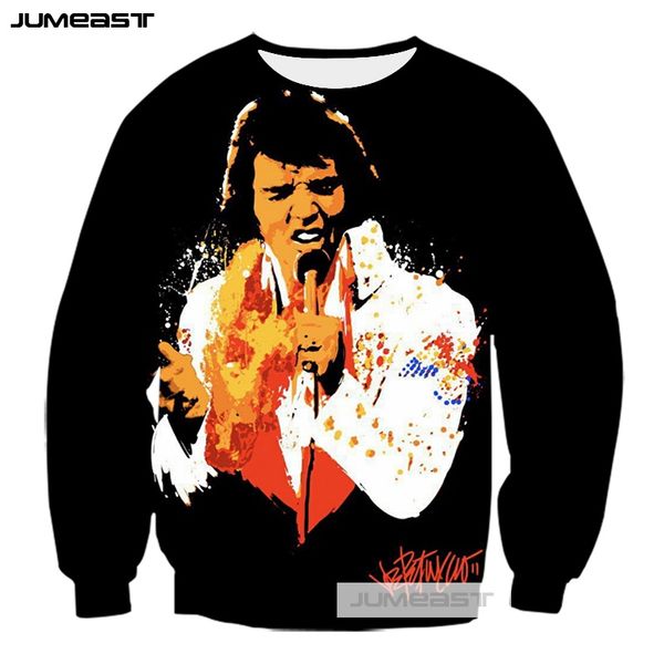 

jumeast new arrival the king elvis presley 3d printed women/men long sleeved fashion rock singer outerwear sweatshirts, Black