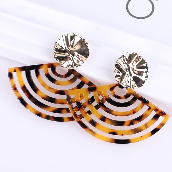 

fan shape acrylic earrings boho style lady resin fashion acrylic jewelry metal geometry announcement korean earrings bohemian, Silver