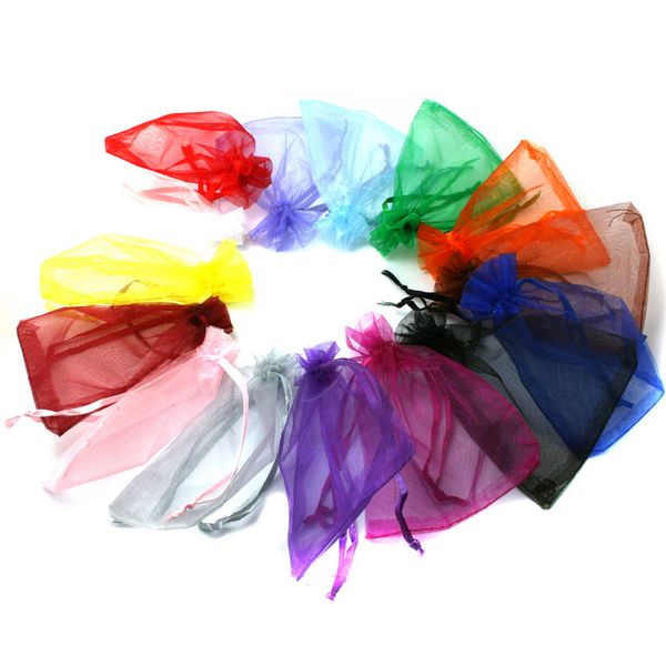 

10pcs/lot 7x9cm 9x12cm 10x15cm 13x18cm organza bags wedding pouches jewelry packaging bags nice gift bag, Black;white