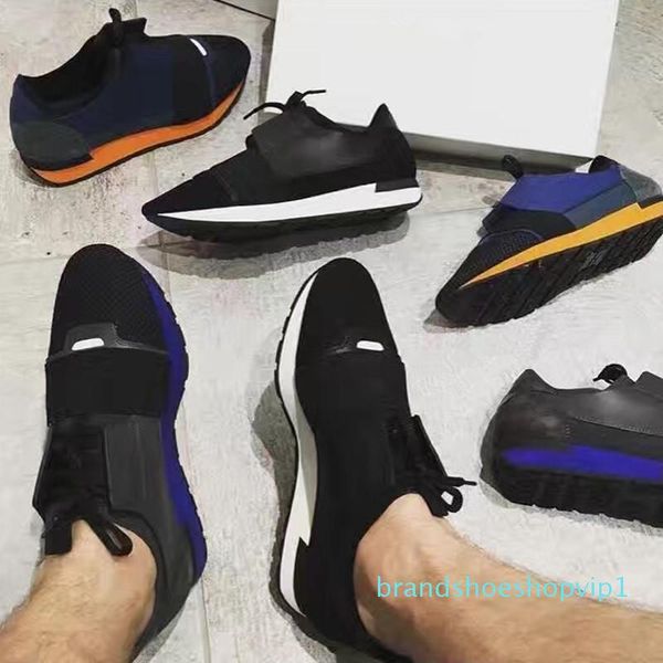

2019 race runner shoes woman casual shoe man fashion colorful patchwork mesh mixed colors trainer sneakers with box, Black