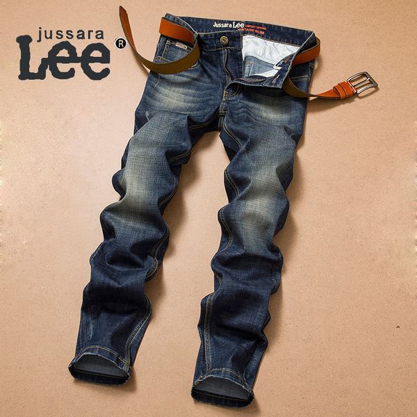

vintage jeans men autumn winter classic denim trousers thick slim straight jeans pants men's clothing large size 40 wholesale, Blue