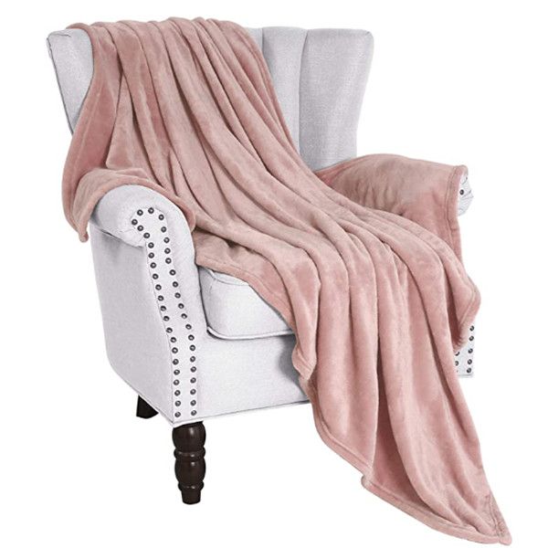 

aspiring bandit fleece blanket super soft warm grey throw blanket microfleece blanket for bed, sofa or chair, all season use, pink