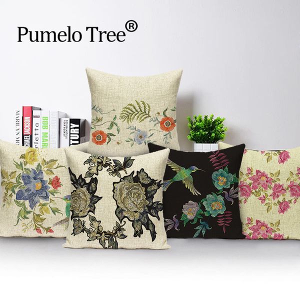 

farmhouse cushion cover nordic flower decorative pillow case living room cushions plant bird linen home decor throw pillow cover
