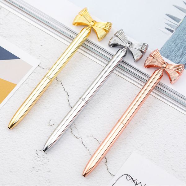 

wholesale new fashion cute bowknot metal ballpoint pens school office supplies creative chrismas gifts ing, Blue;orange