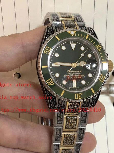

latest version 5 style carved luxury watch 40mm ceramic bezel 116610 116619 2813 mechanical automatic fashion mens watch, Slivery;brown