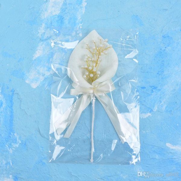 Inserto per torta di compleanno Calla Lily Pearl Flower Flag Dessert Table Plug Matrimonio Decorare Forniture Bowknot Carta Creative 2 8xhC1