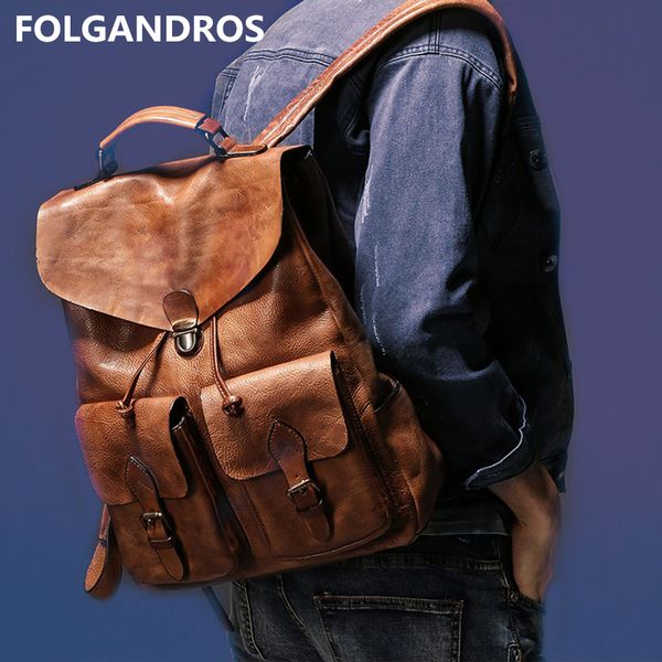 

2020 new cowhide bacpack men's 100% soft genuine leather handmade vintage backpack large capacity weekend bag