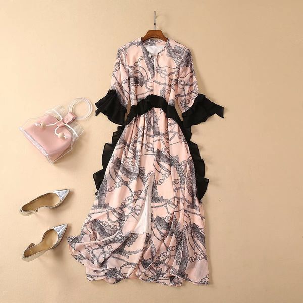 

412 2019 весна лето марка same стиль платье полиэстер шелк crew neck линия над коленом 3/4 рукавом моды prom роскошные платья as, Black