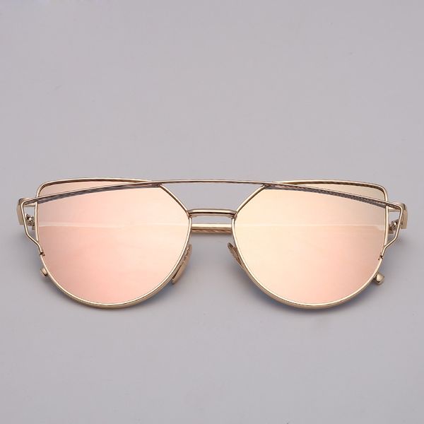

womens vintage cat eye sunglasses brand designer sun glasses pink mirror metal frame reflective flat lens eyewear oculos uv400, White;black