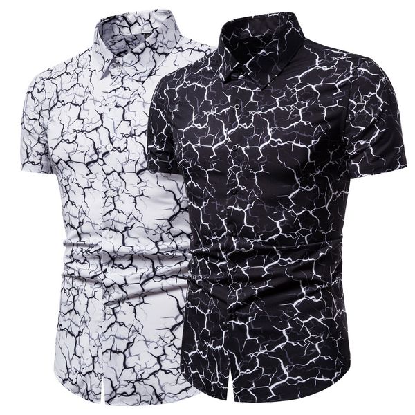 

summer fashion new large short sleeve shirt casual printed men half sleeve fashion lapel shirts common tshirts, White;black