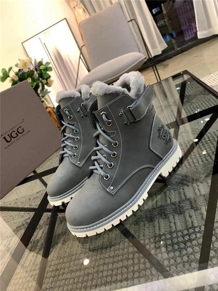 

new high-end brand winter martin boots womenss australian snow boots menss short boots plus velvet wool warm british motorcycle shoes 02, Black