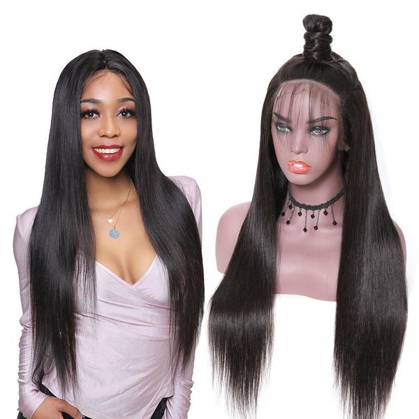 

hair brazilian remy hair 360 lace frontal wigs straight human hair wig 180% density for choice, Black