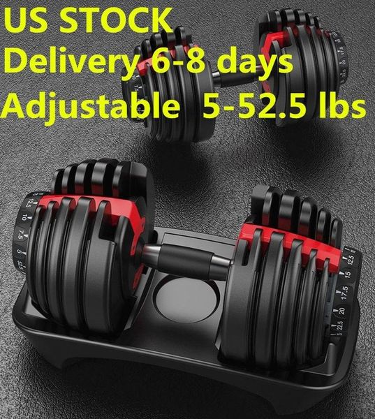 

us stock, weight adjustable dumbbell 5-52.5lbs fitness workouts dumbbells tone your strength and build your muscles