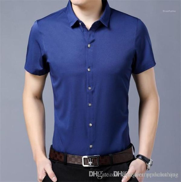 

mens dress shirts business short sleeve turn-down collar casual mens shirts solid color slim, White;black