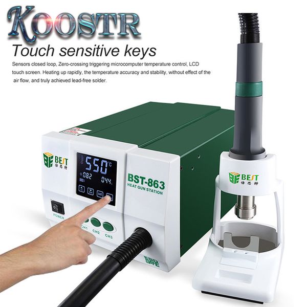 

bst-863 1200w big power heat gun lead-mart touch screen control constant temperature lcd display desoldering station