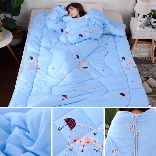 

multifunction lazy quilt with sleeves winter warm thickened washed quilt blanket