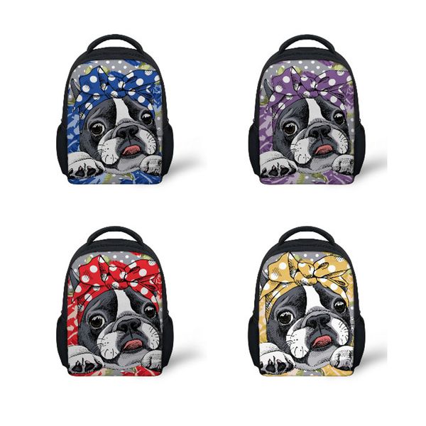 

customized school bags children's backpacks infant boston terrier printing kids bag for girls kindergarten school satchel 2019