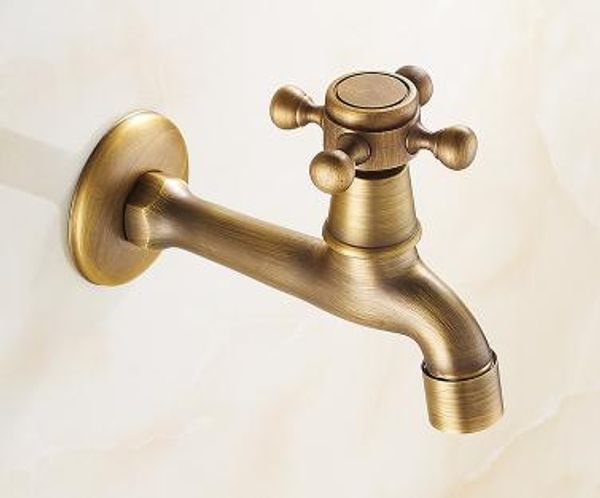 

brass antique bibcock lengthened tap for washing machine mop pool wall mounted faucet, single cold kitchen/bathtub water tap