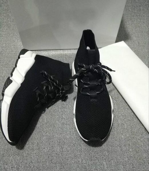 

luxury sock shoe speed trainers stretch textured knit white casual shoe speed trainer sneakers speed trainer sock race runner white/blackl09, Black