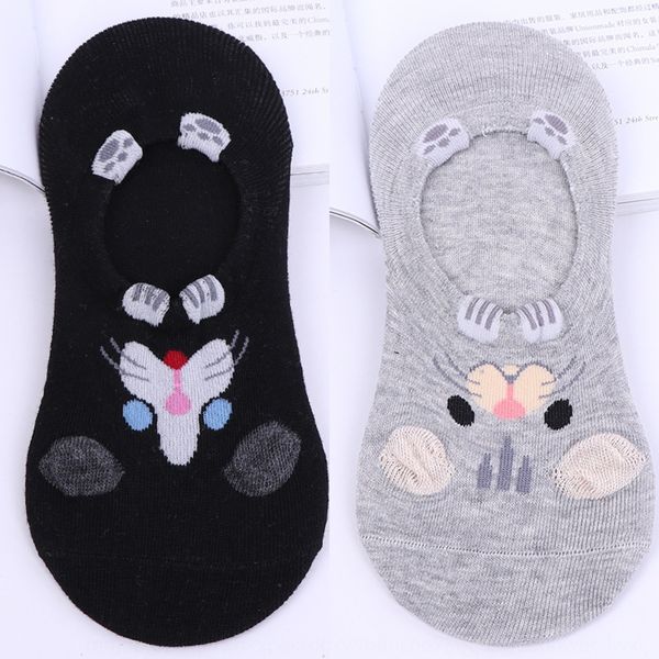 

summer women's boat invisible invisible boat socks children's thin anti-skid shallow cute cartoon animal socks, Pink;yellow