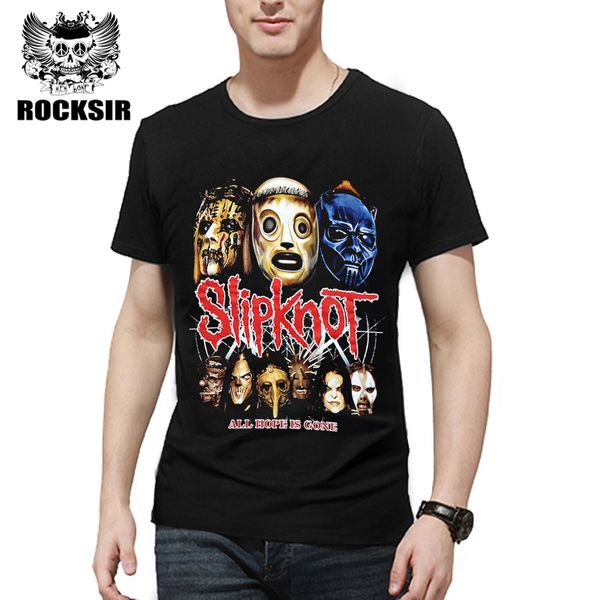 

Rocksir 2017 Summer Style Fashion Men T Shirt Black T -Shirt Tshirt Men 'S Shirt Cotton Rock Band Slipknot Print Hip Hop Tee
