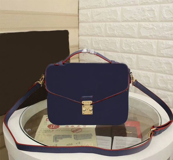 

Темно-синие женские сумки через плечо Pochette Metis Сумки из натуральной кожи 40780 Извес